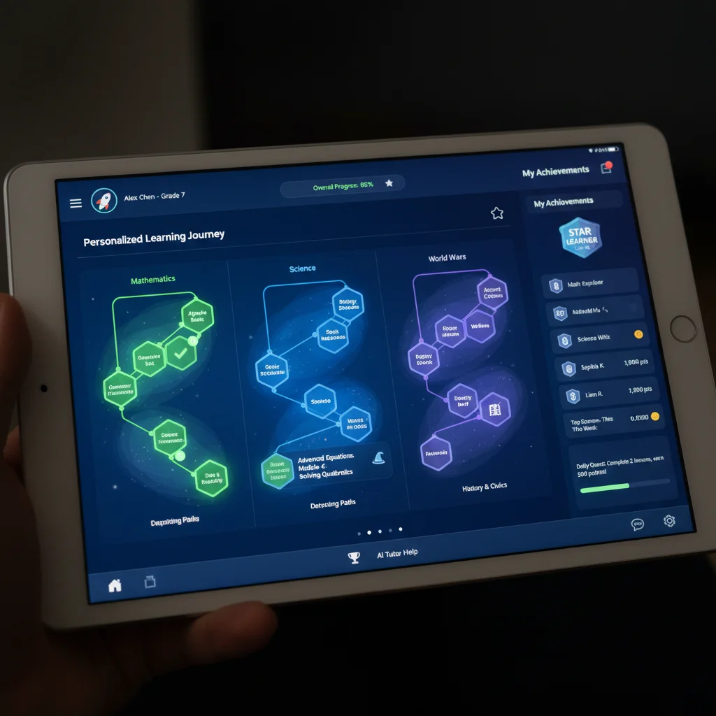 Interface d'une plateforme d'apprentissage adaptatif personnalisée par l'IA