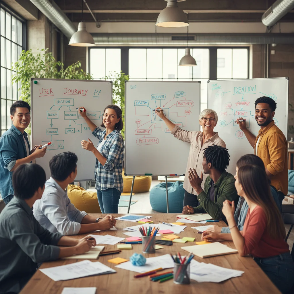Atelier de design thinking stimulant la créativité et la résolution de problèmes