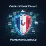 Bouclier numérique protégeant des réseaux, symbolisant la cybersécurité pour les entreprises françaises d'ici 2026.