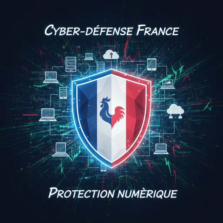 Bouclier numérique protégeant des réseaux, symbolisant la cybersécurité pour les entreprises françaises d'ici 2026.