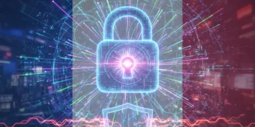 Illustration d'un cadenas numérique protégeant des données, symbolisant la cybersécurité des informations françaises en 2026.