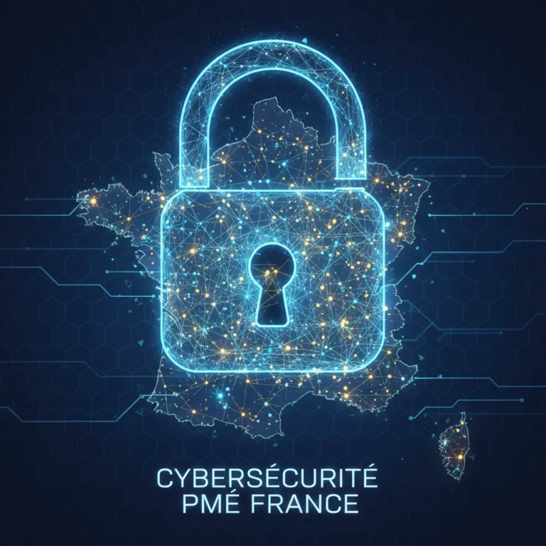 Cadenas numérique protégeant une carte de France, symbolisant la cybersécurité pour les PME françaises.