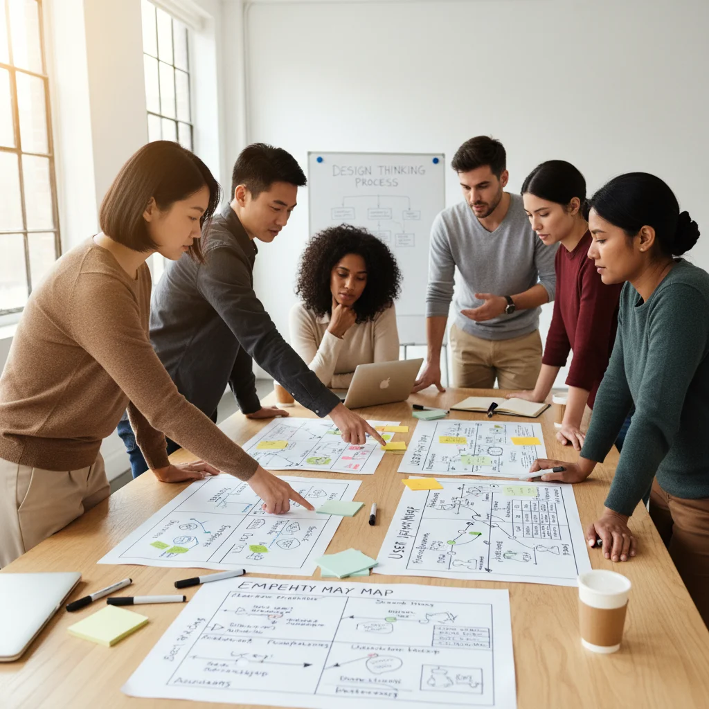 Équipe appliquant le Design Thinking pour résoudre des problèmes complexes