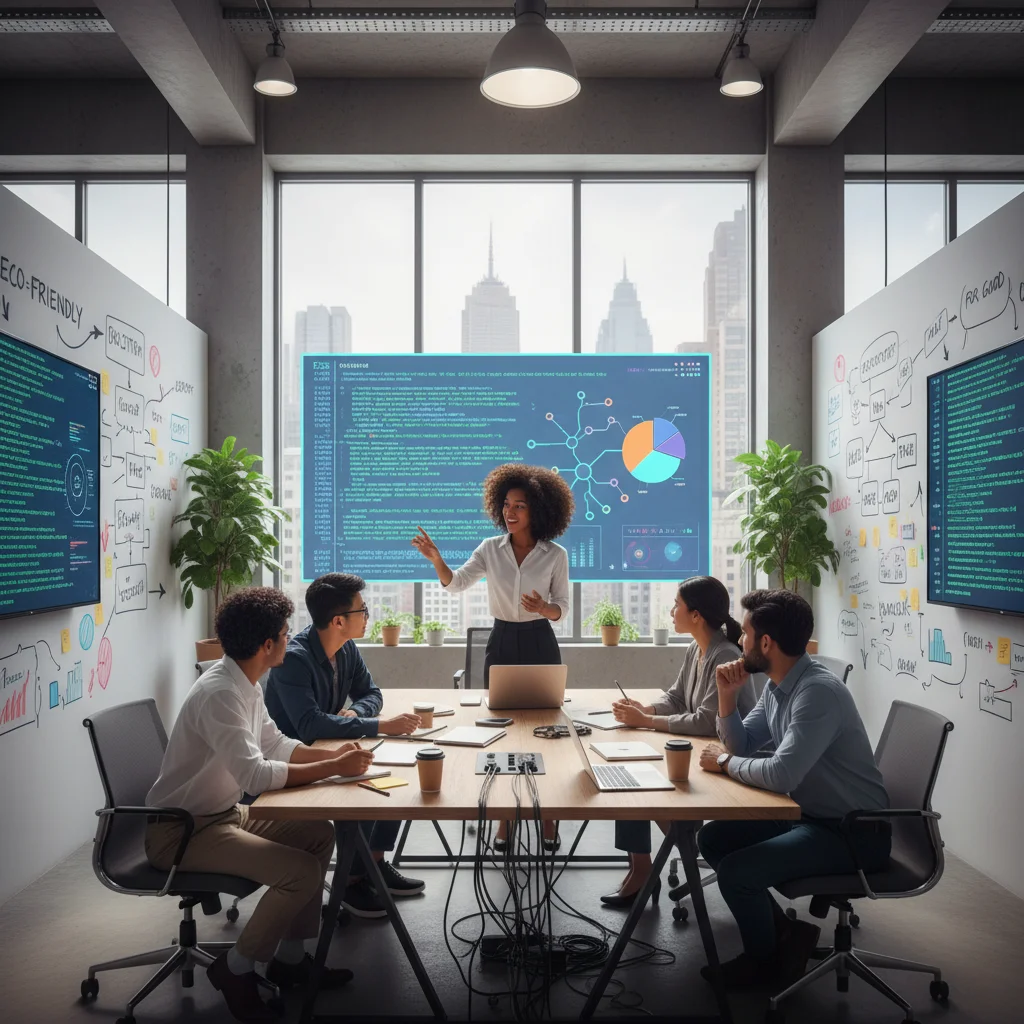 Équipe de jeunes entrepreneurs collaborant dans un bureau moderne, illustrant la dynamique des startups.