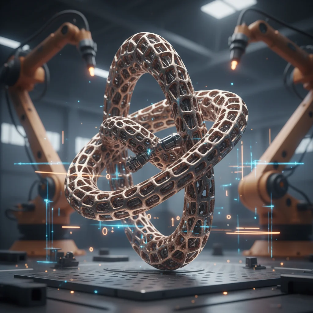 Pièce imprimée en 3D avec alliage à mémoire de forme, illustration de fabrication avancée.