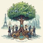 Innovation Durable France 2026 : Les 4 Piliers Clés pour les Entreprises Illustration de l'innovation durable en France avec des éléments naturels et technologiques, symbolisant une croissance équilibrée pour 2026.