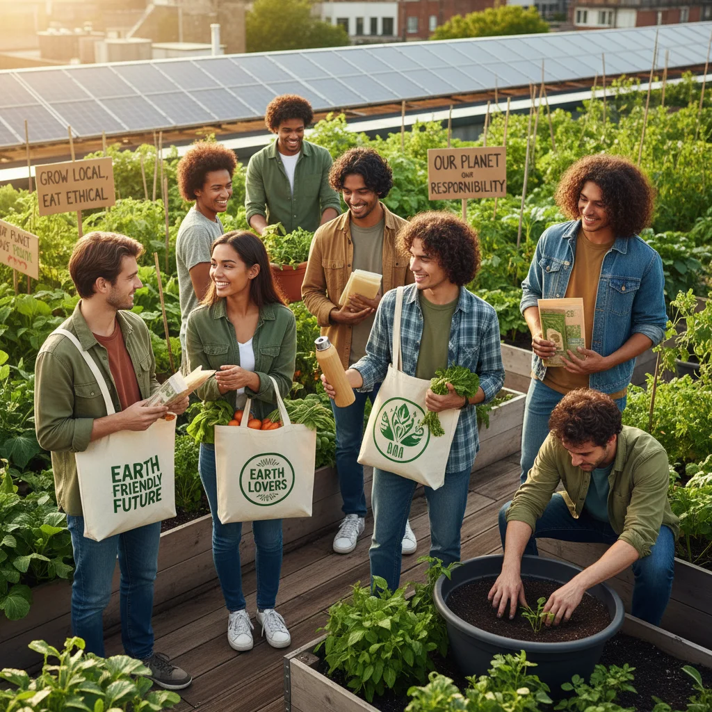 Jeunes s'engageant dans des actions de consommation éthique et responsable.