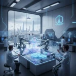 Laboratoire futuriste français développant des matériaux intelligents pour la fabrication de 2026.