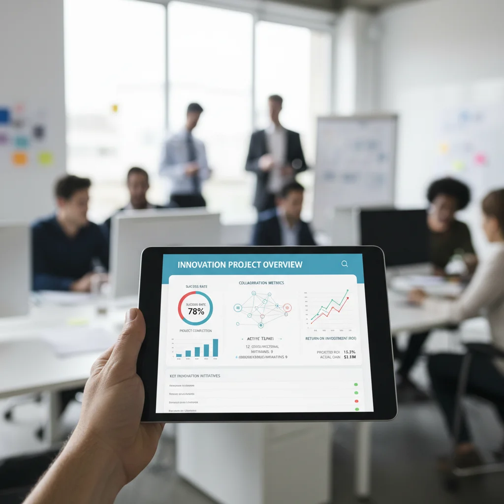 Tableau de bord numérique affichant des indicateurs clés de performance d'innovation
