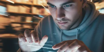 Illustration d'une personne lisant rapidement un livre ou une tablette, symbolisant l'efficacité de la lecture rapide.