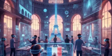 Étudiants français en métavers, apprentissage immersif futuriste