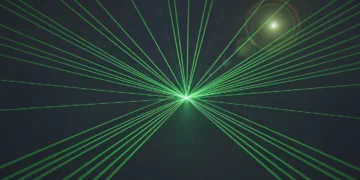 Représentation visuelle d'un réseau numérique global avec des lignes vertes lumineuses sur un fond sombre, symbolisant l'hyper-connectivité et la circulation des données.