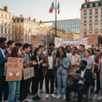 Jeunes Français engagés dans un débat citoyen, symbolisant la participation politique active en 2026.