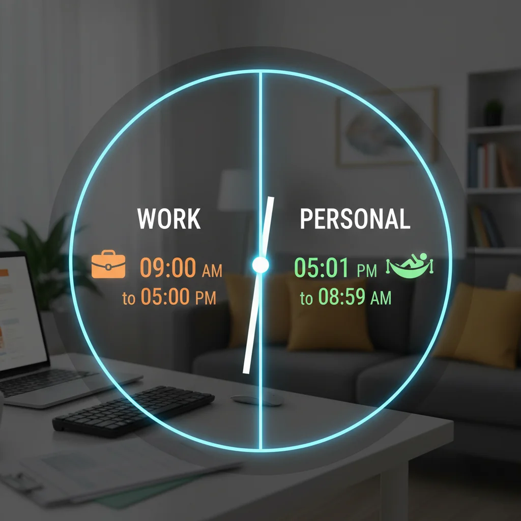 Une horloge numérique symbolisant la gestion du temps et la séparation claire entre le travail et la vie personnelle en télétravail.