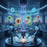 Laboratoire de biotechnologies en France avec des chercheurs examinant des échantillons pour la médecine personnalisée.