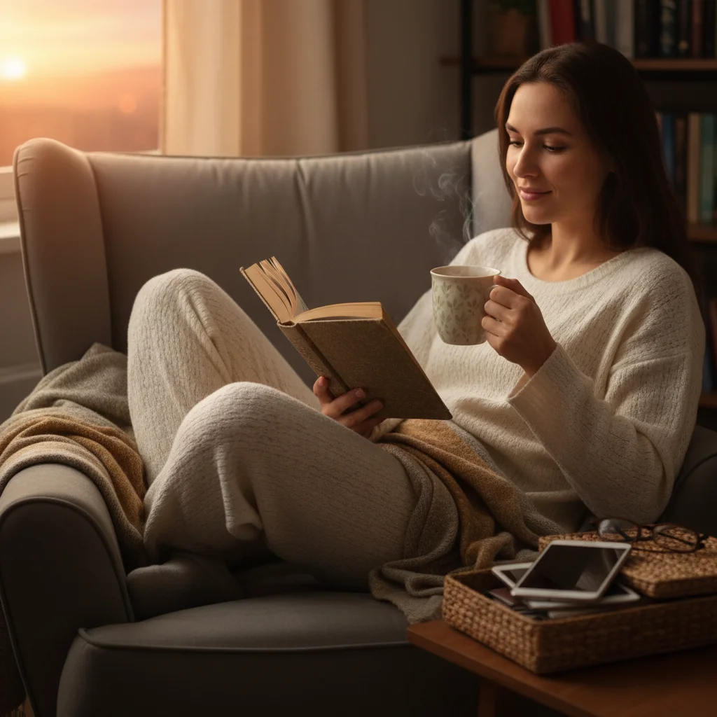 Boire une tisane et lire un livre avant de dormir, sans écran
