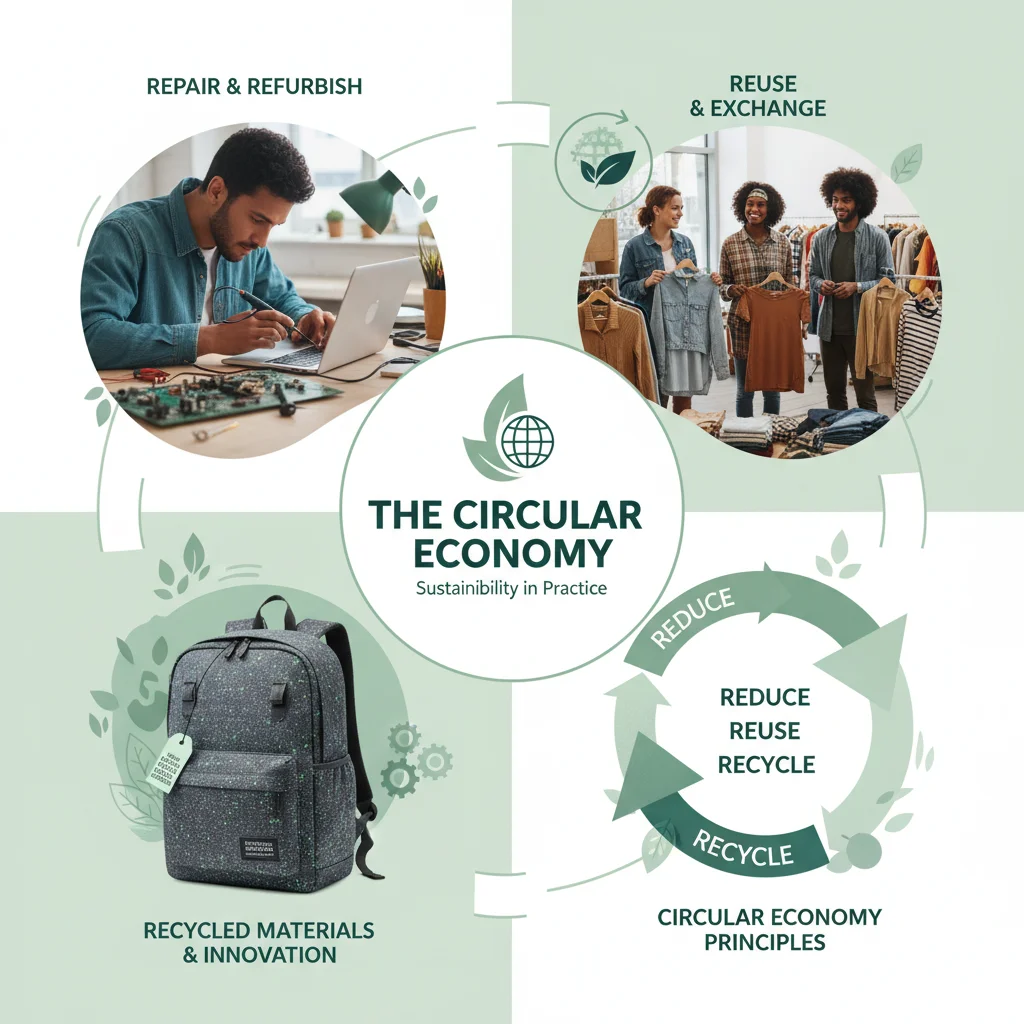 Illustration des principes de l'économie circulaire et du recyclage